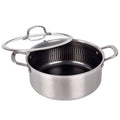 Brentwood 6 Quart 3-Ply Hybrid Non-Stick Stainless Steel Dutch Oven with Tempered Glass Lid
