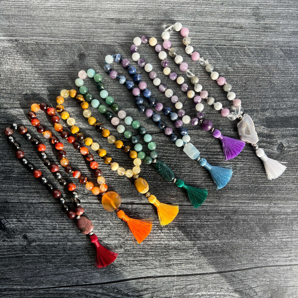 Third Eye Chakra Meditation Mala – 27 Beads of Fluorite & Amethyst